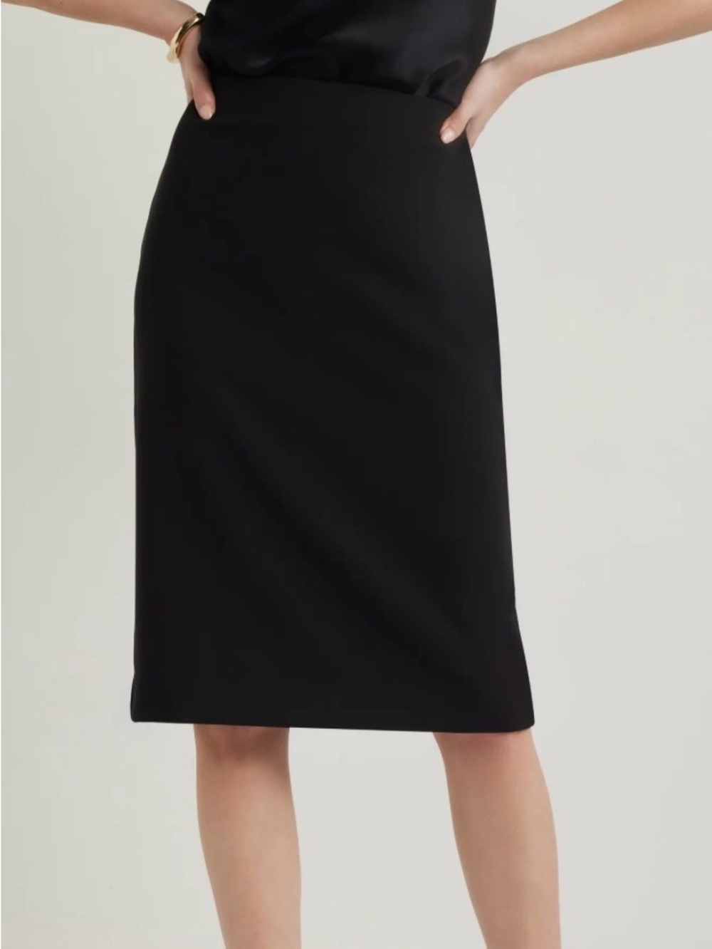 ANN KLIEN Pencil Pinstripe Skirt, black